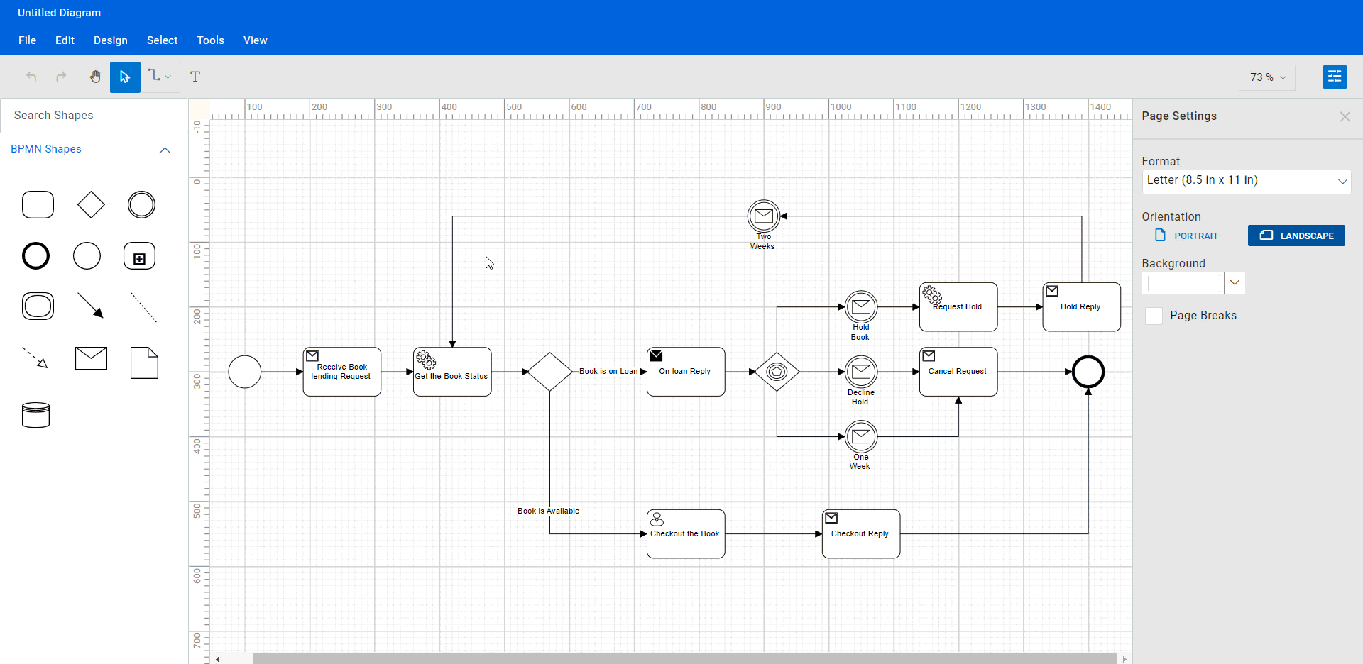 Loading and Saving a BPMN Diagram in the React Diagram Control