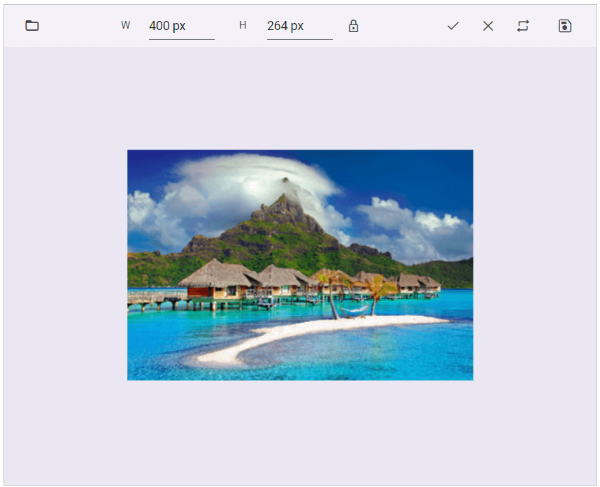 Resizing an image using Blazor Image Editor