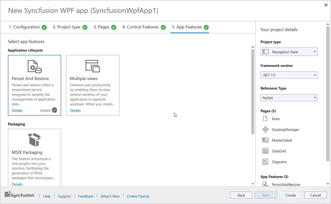 Select the required app features from the App Features tab