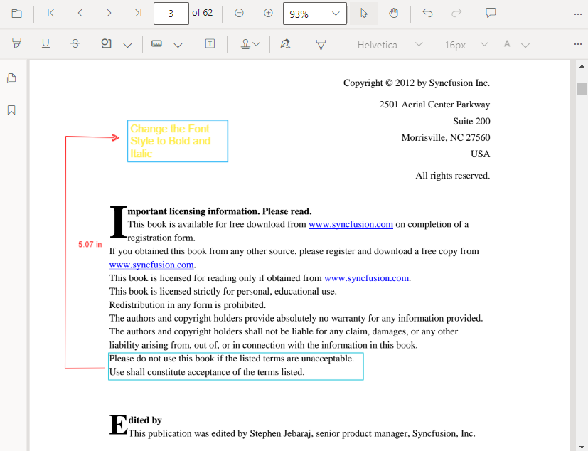 Adding free-text annotations using Blazor PDF Viewer