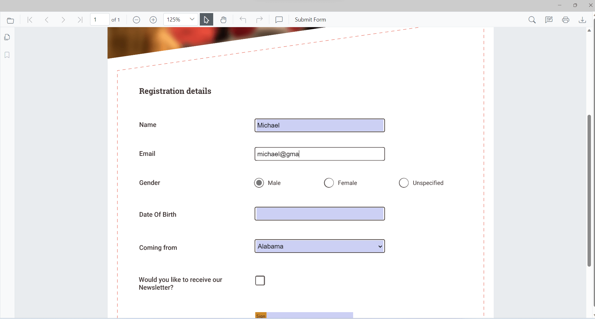Filling PDF forms on Windows devices