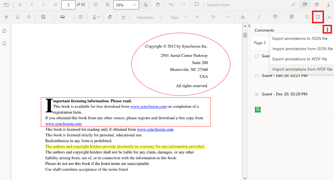 Importing annotations in a PDF