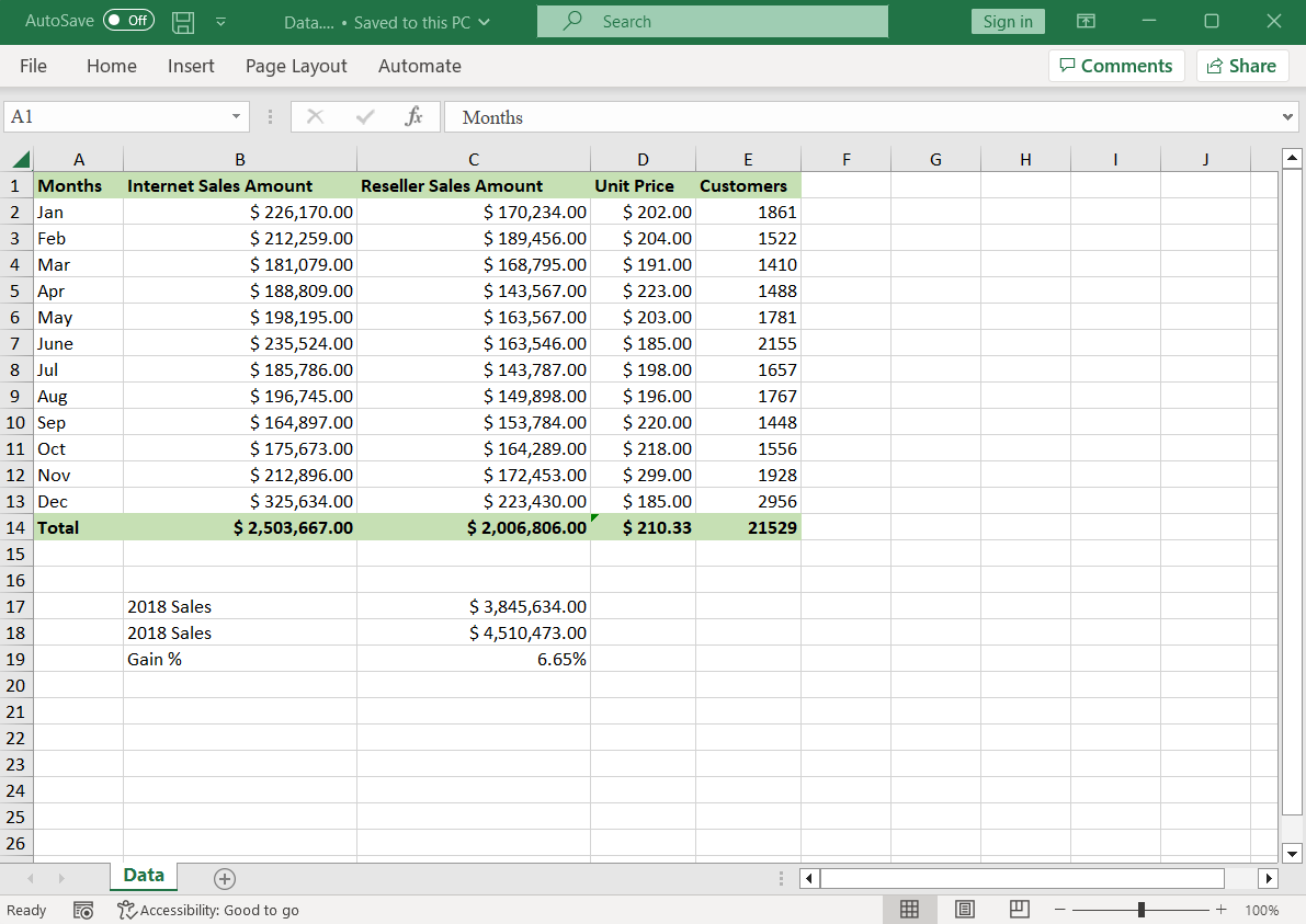 Output Excel document
