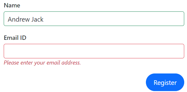 The validation message displayed inline