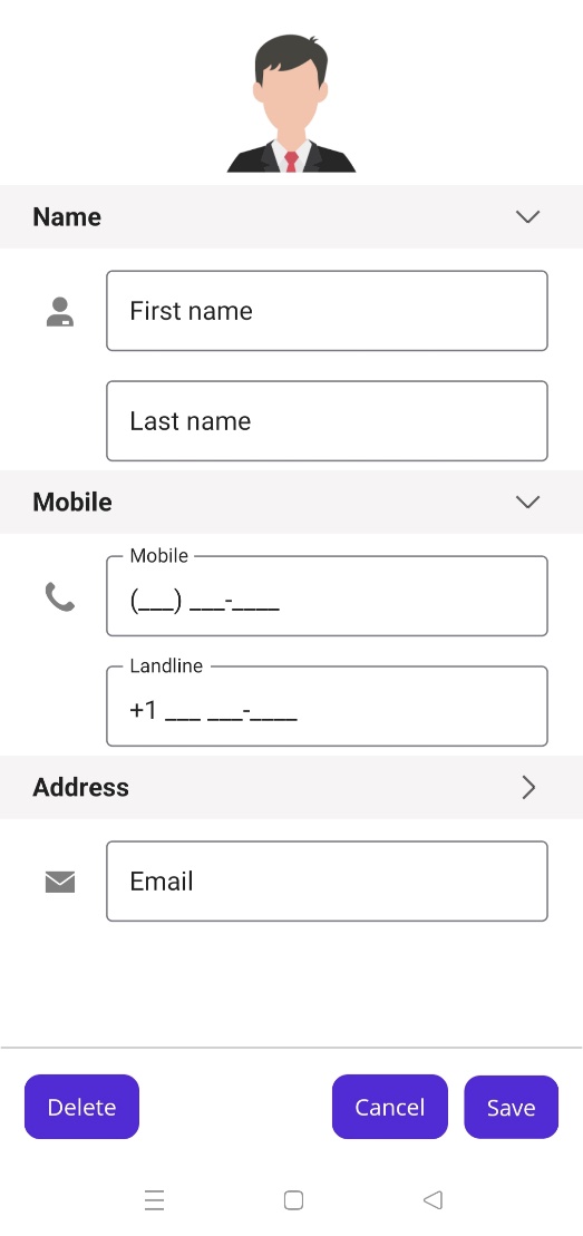 Add a new contact data form