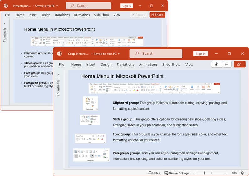 Image cropping feature in .NET PowerPoint Library