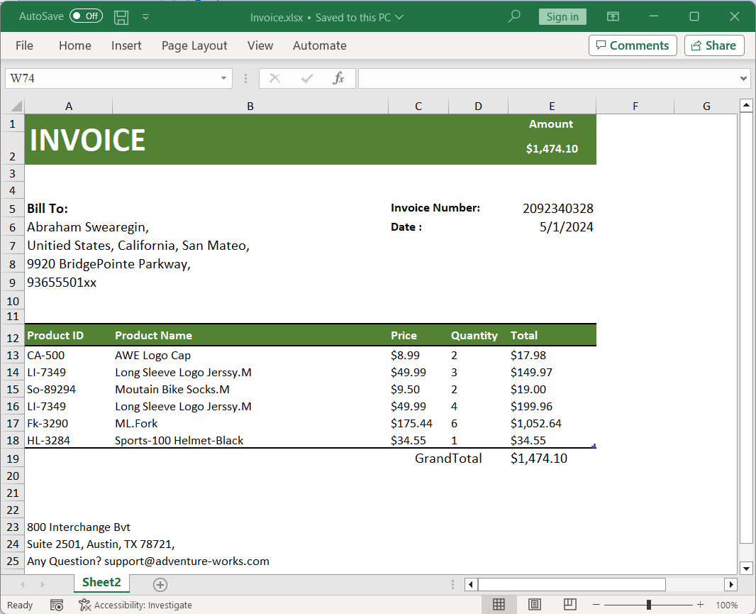 Input Excel Document