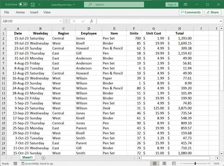 Input Excel document