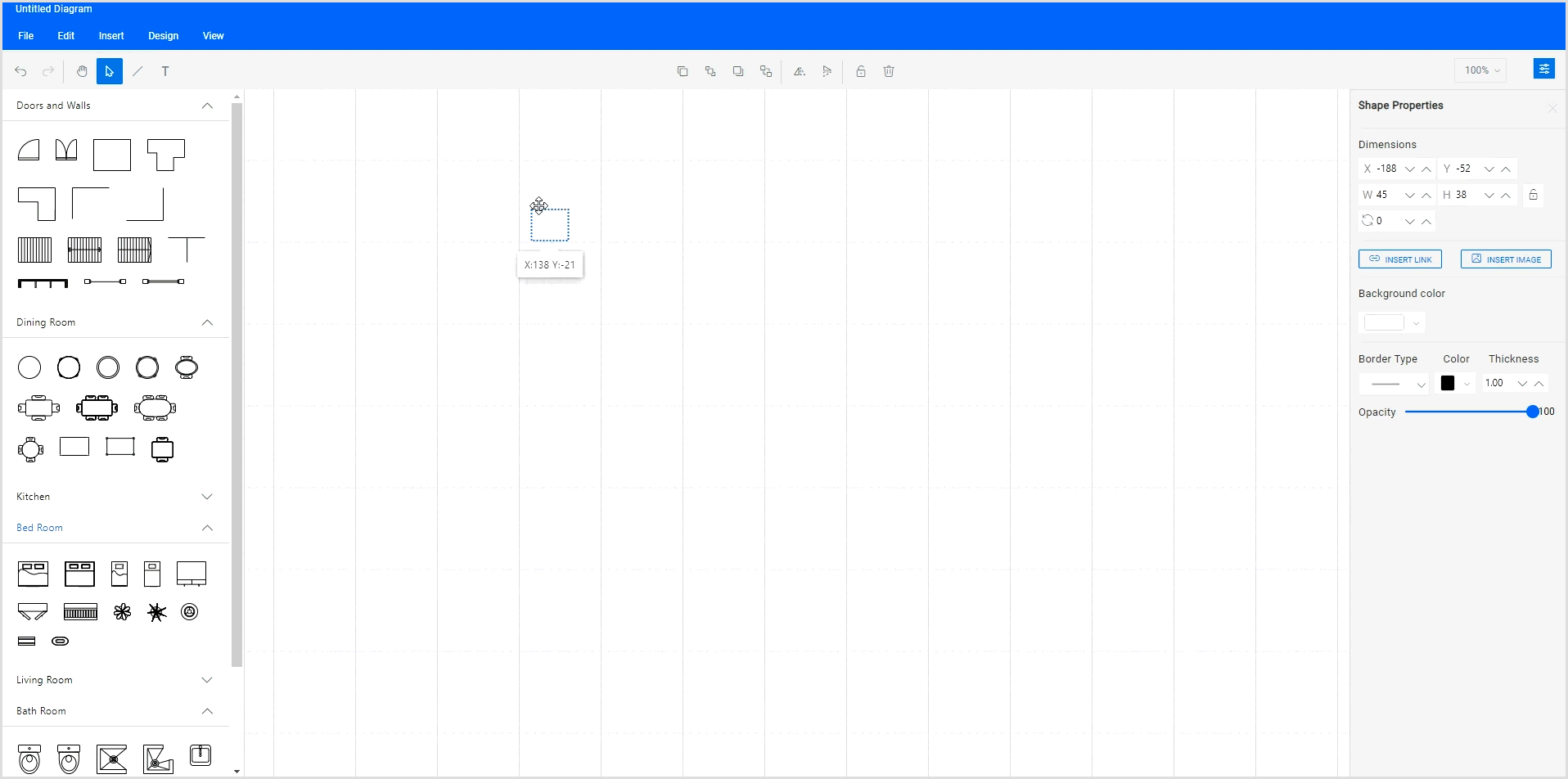 Adding floor planner symbols to the diagram canvas