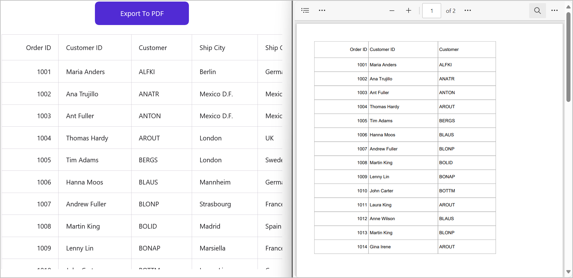 Exporting .NET MAUI DataGrid data to PDF