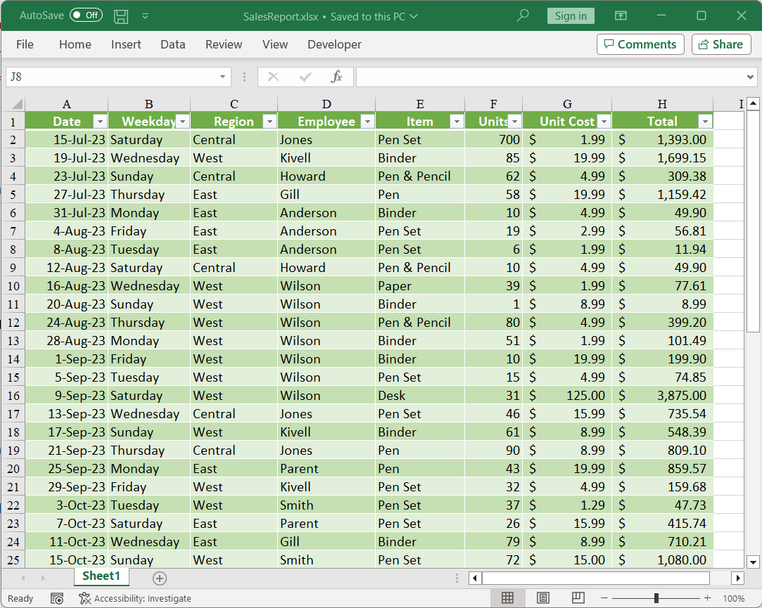 Input Excel document