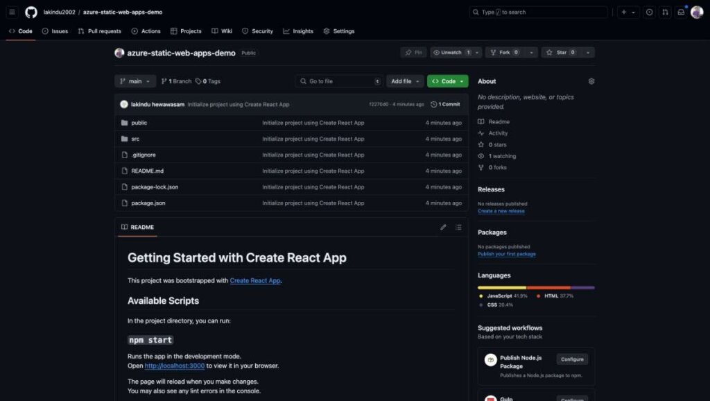 How to Deploy React App on Azure Static Web Apps | Syncfusion Blogs