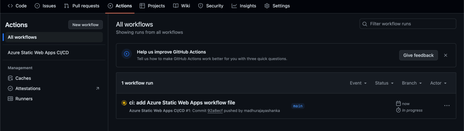 Implementing CI/CD for Azure Static Web Apps with GitHub Actions ...