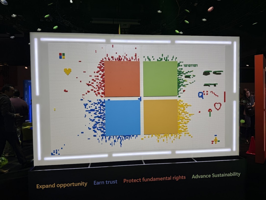 A Microsoft LEGO wall encouraged creativity with bins of colorful bricks: Source: Marissa Keller Outten