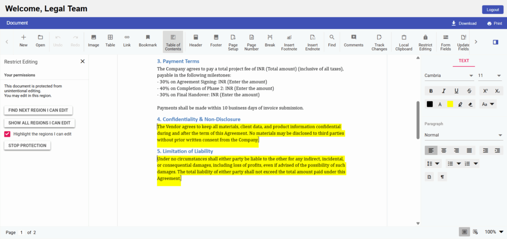 Secure Document Editing with Role-Based Access in React Word Editor ...