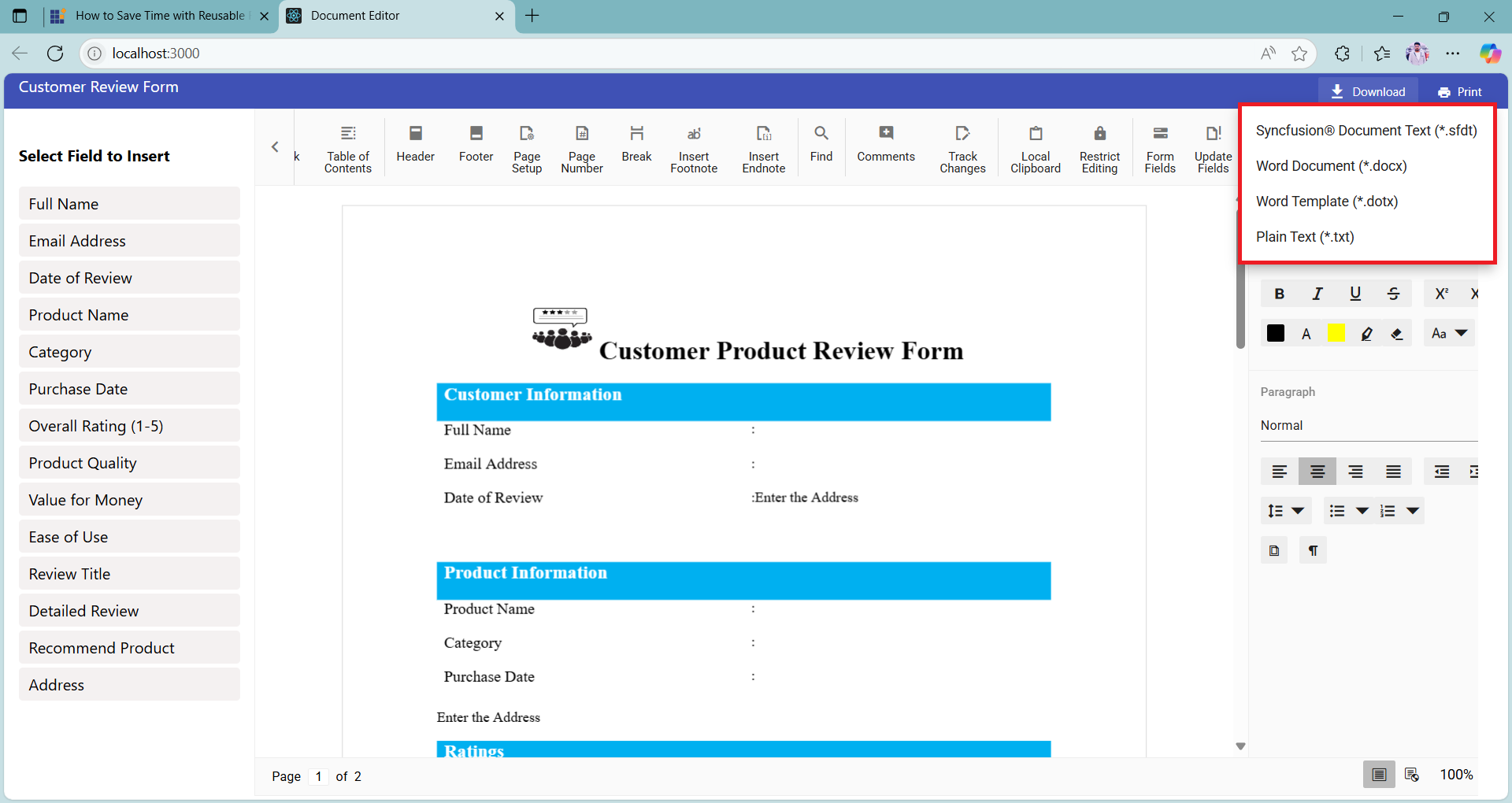 Export the final document