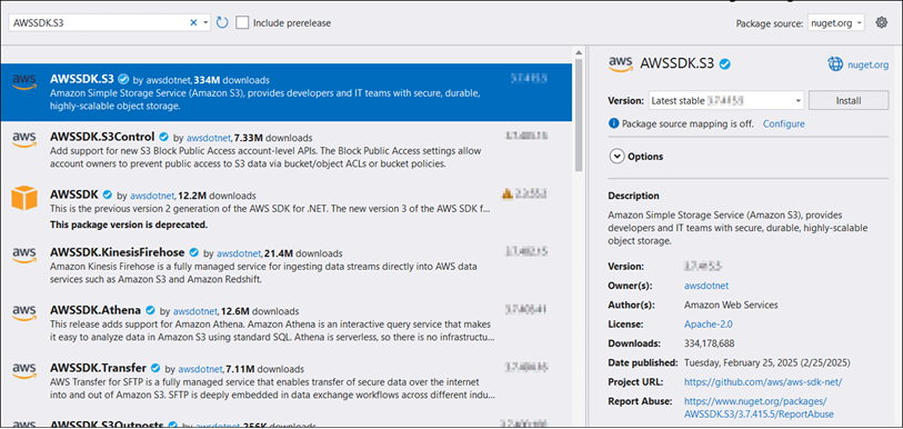 Installing AWS SDK dependencies in .NET MAUI App