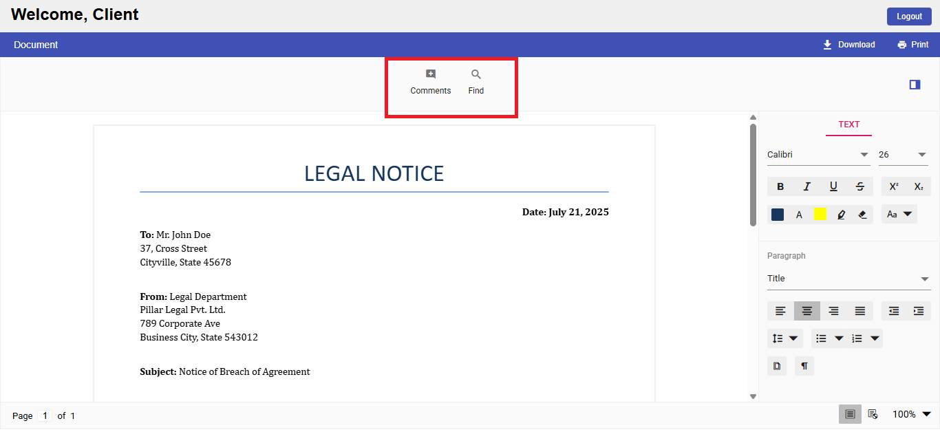 Toolbar appearance for Clients