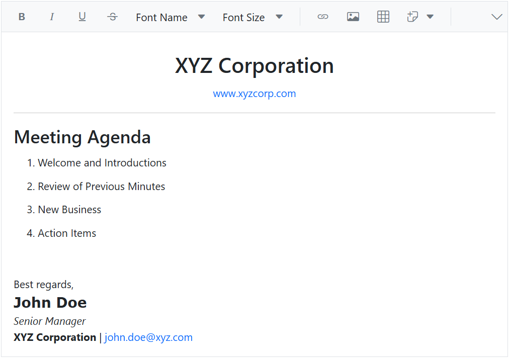 Predefined template insertion in Blazor Rich HTML Editor