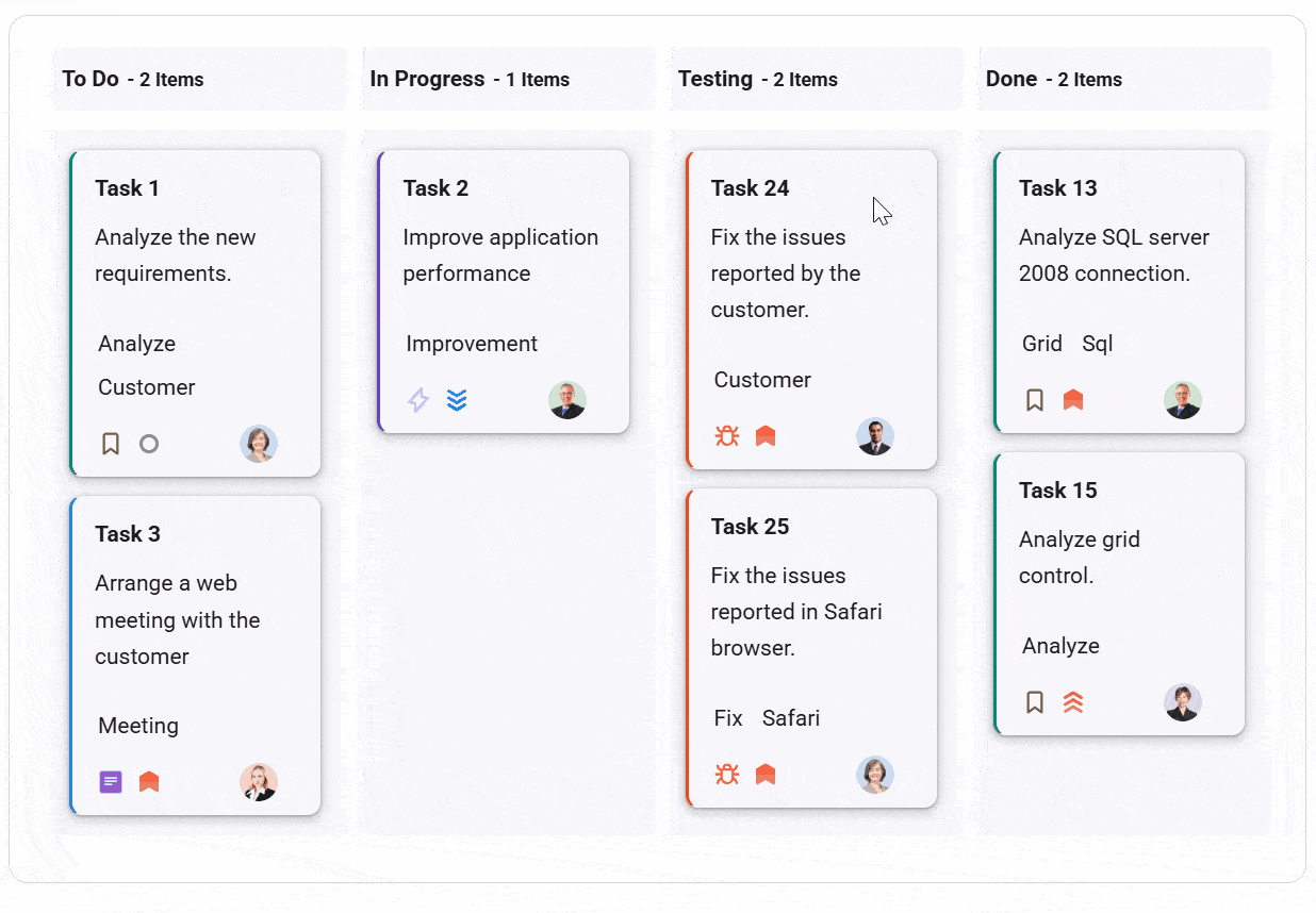Drag and drop Column rearrangement in Kanban Board
