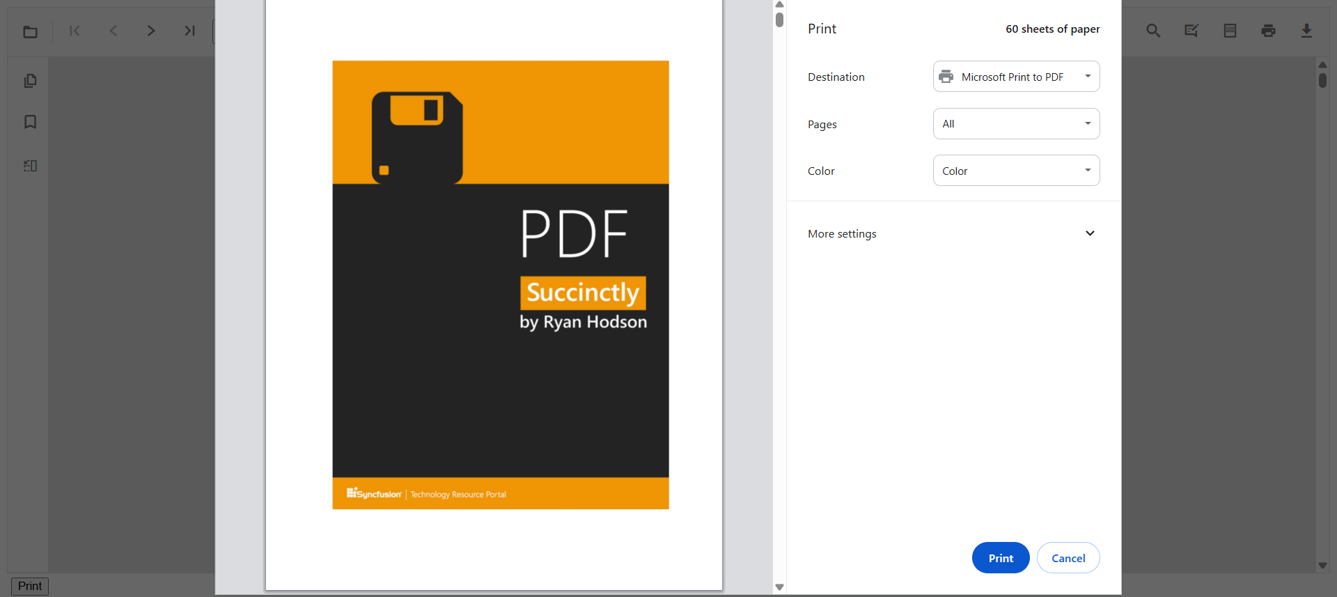 Printing UI using Syncfusion JavaScript PDF Viewer