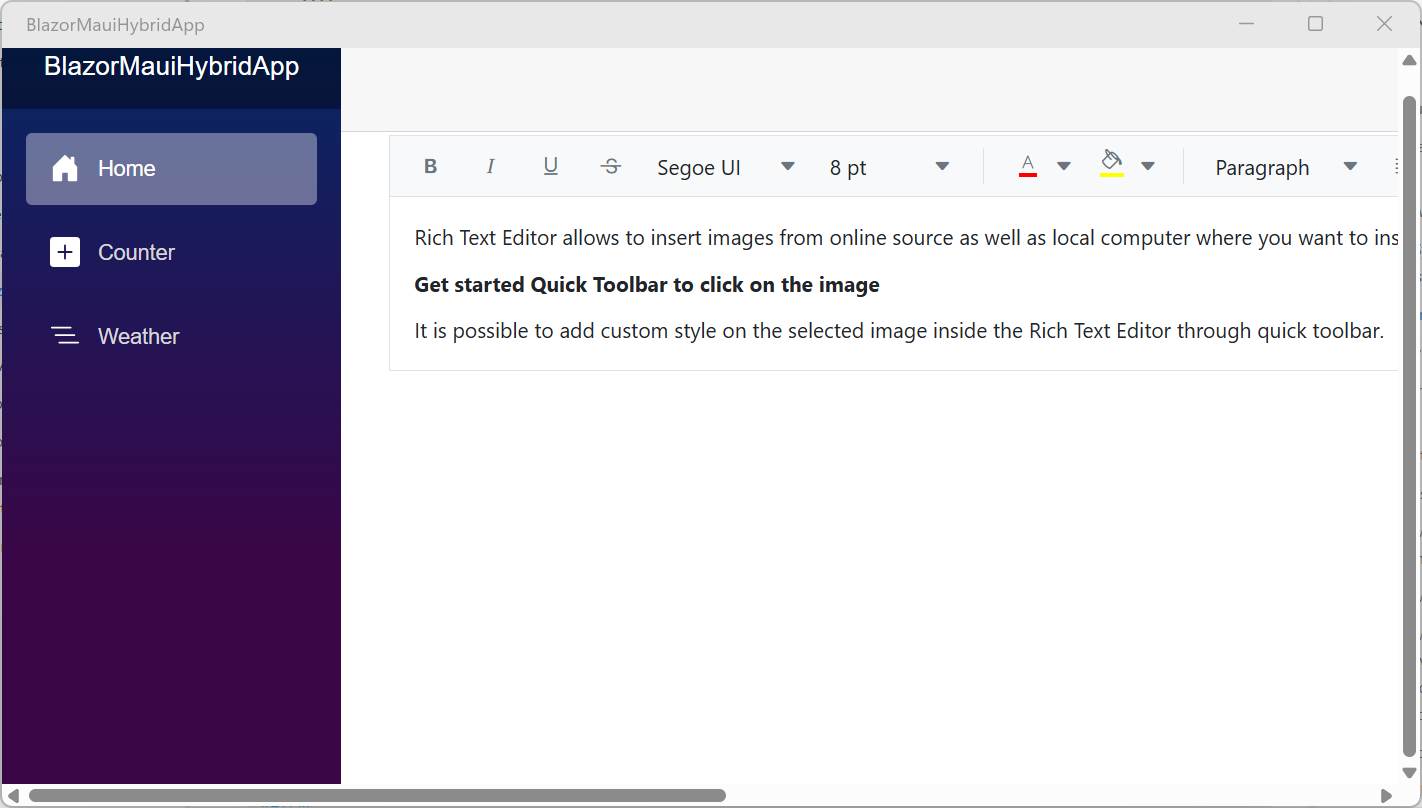 Blazor Rich Text Editor component