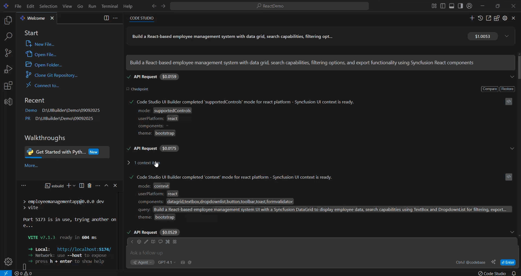 Building a React-based employee management system in Code Studio