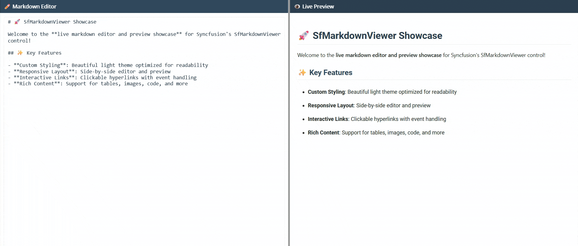 Live Markdown Editor Preview