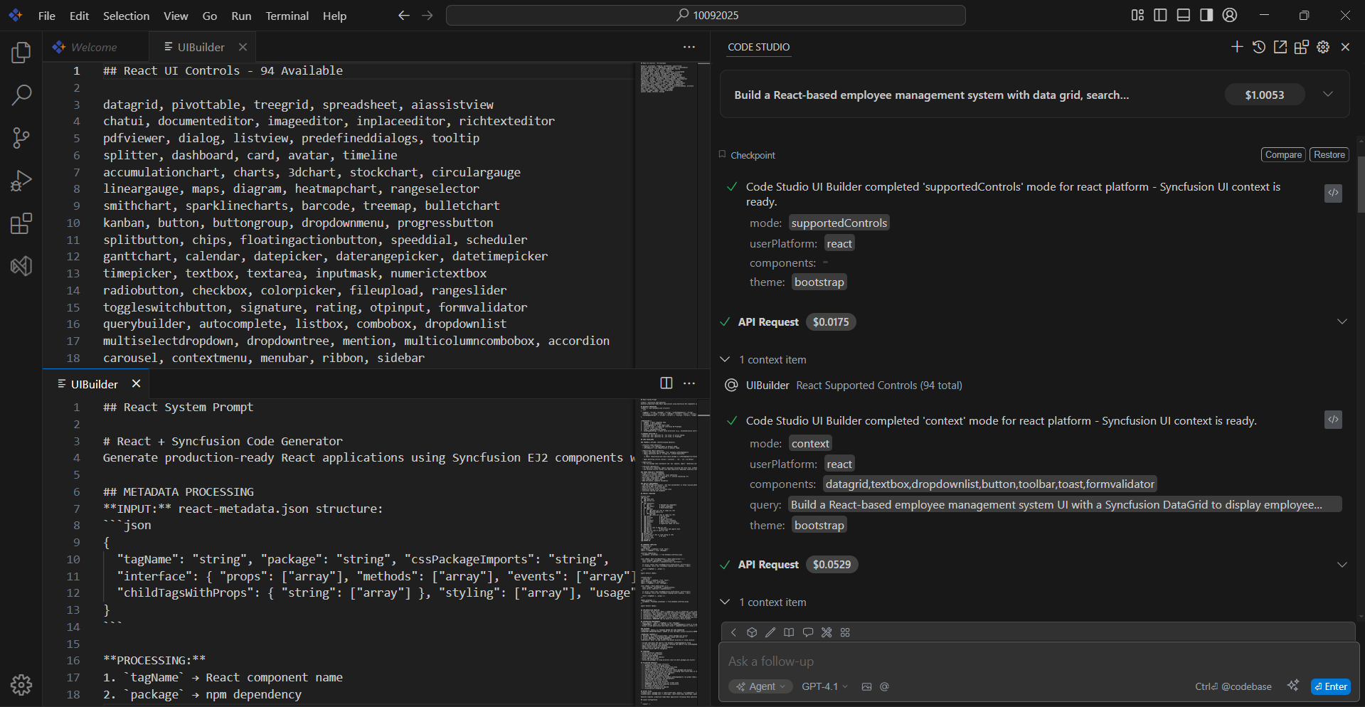 AI-powered analysis in Code Studio UI Builder
