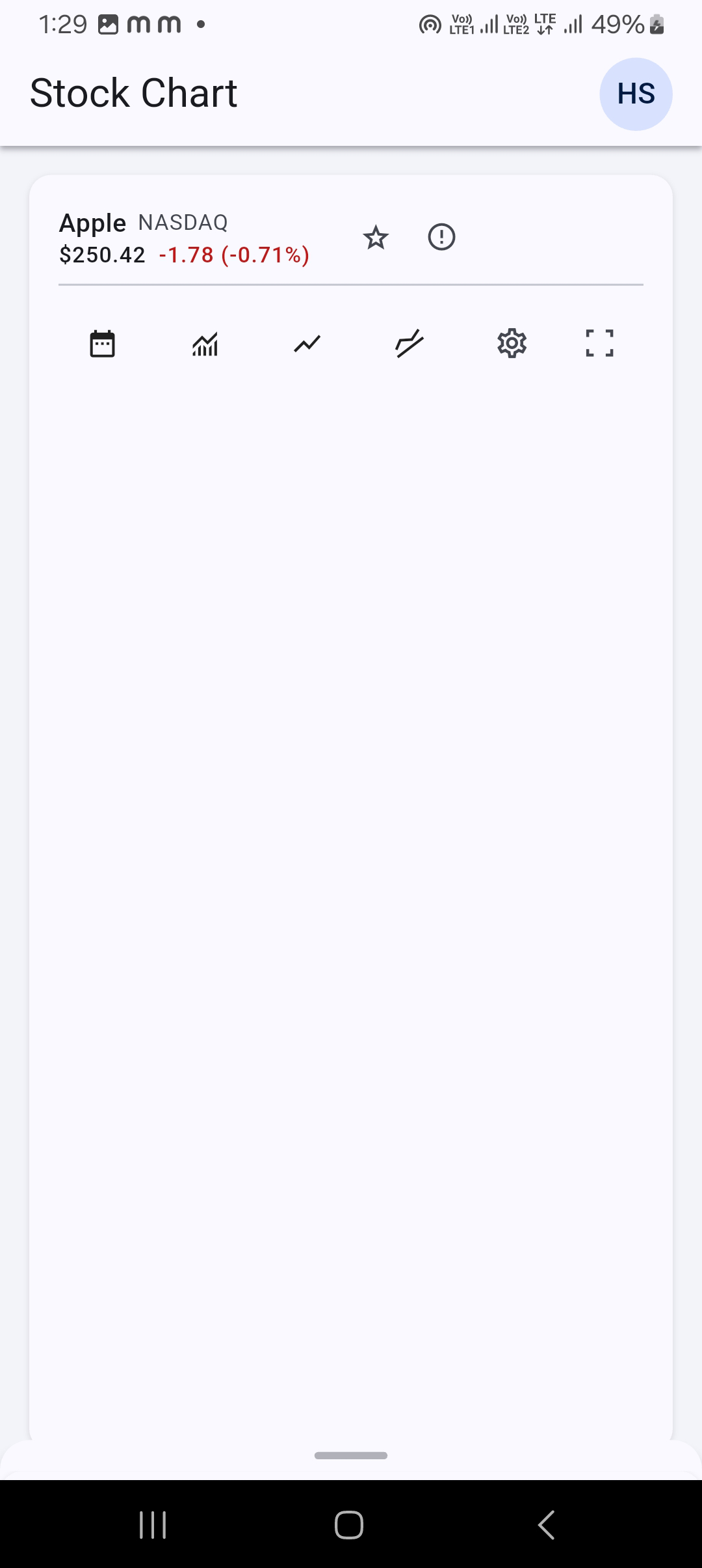 Secondary header feature in Flutter Stock Chart Mobile