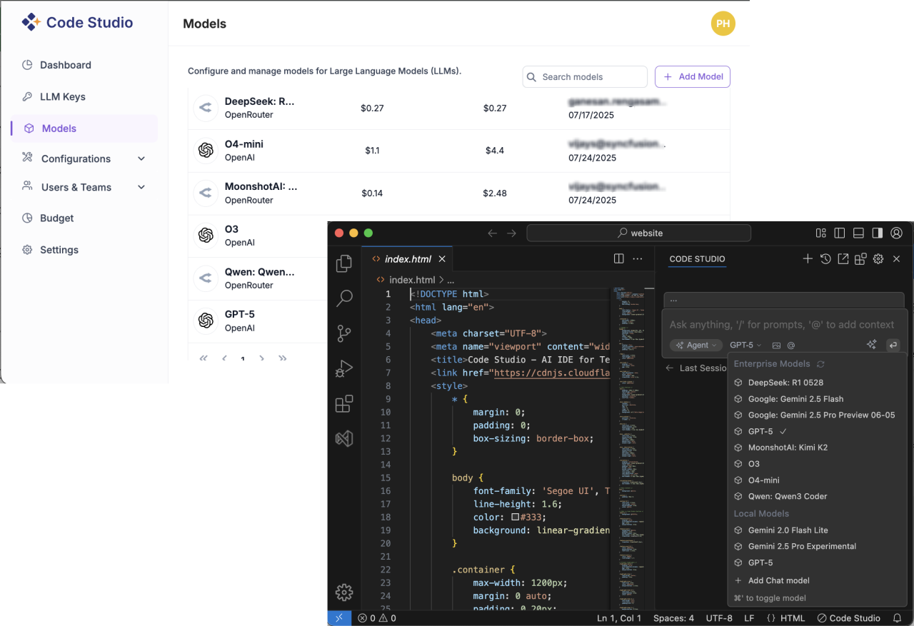 Syncfusion Code Studio Large Language Models