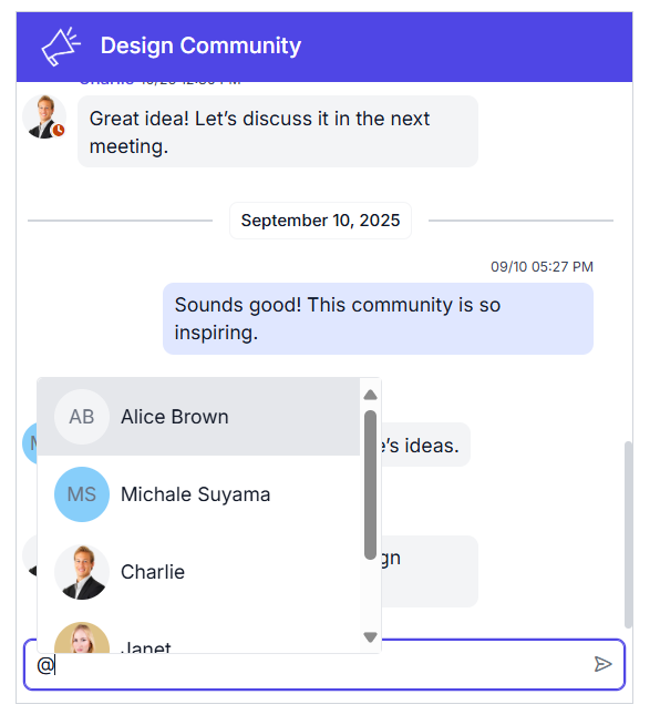 Tagging users in messages in Chat UI