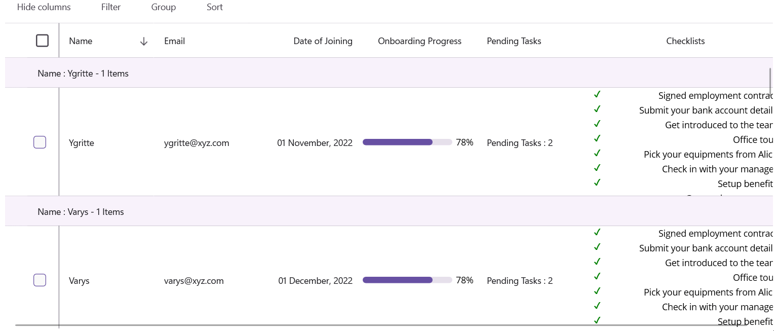Employee onboard tracker using .NET MAUI DataGrid