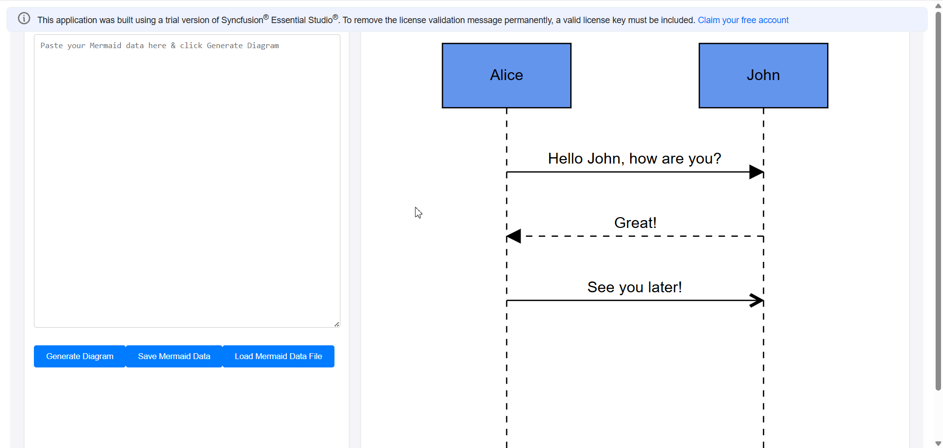 Mermaid UML Sequence Diagram data visualizer app
