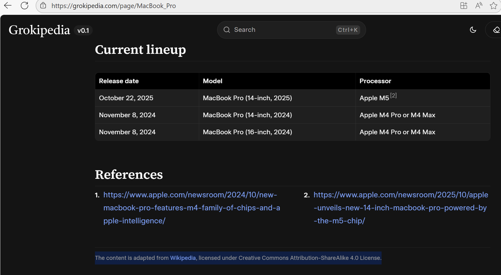 Wikipedia content in Grokipedia