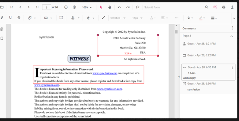 Add comments to PDF annotations using JavaScript PDF Viewer