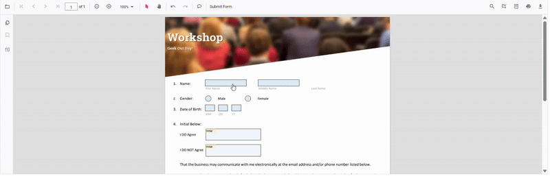 Adding form fields via Toolbar