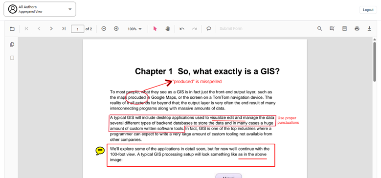 "All Authors" view showing annotations from all users