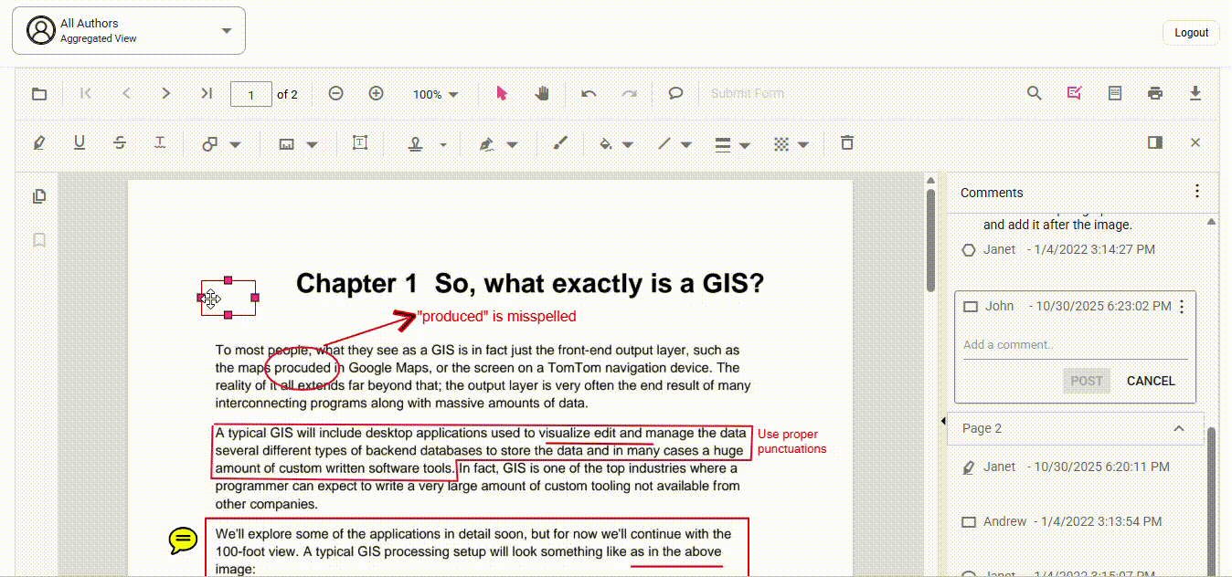 Annotations editable only by their author