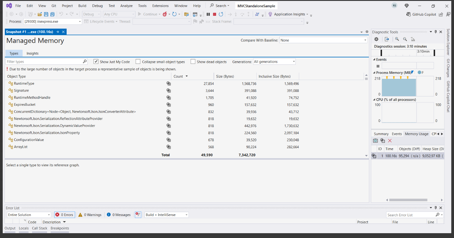 Managed memory analysis in Visual Studio