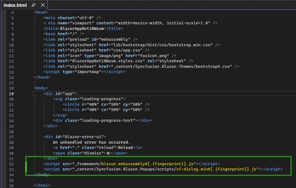 Blazor Script Fingerprinting
