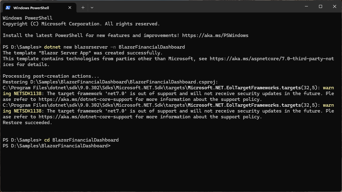 Creating a Blazor Server application