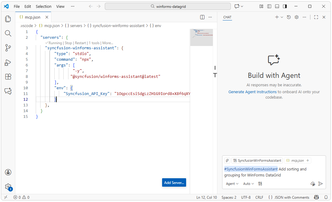 Copilot extension in the WinForms application