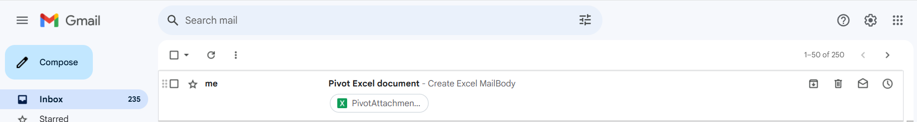 Excel file as an email attachment