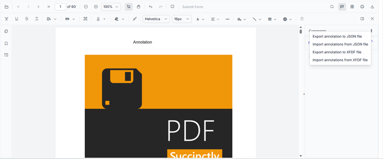 Export and import PDF annotations using JavaScript PDF Viewer