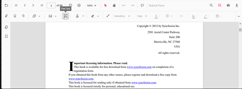 Free text annotation in PDFs 