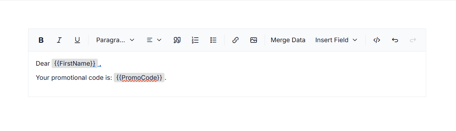 Merge fields in React Rich Text Editor