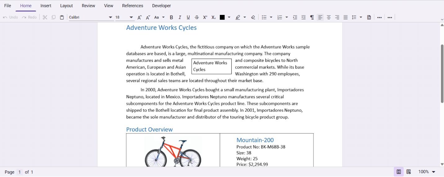 Word-like document editing in React app