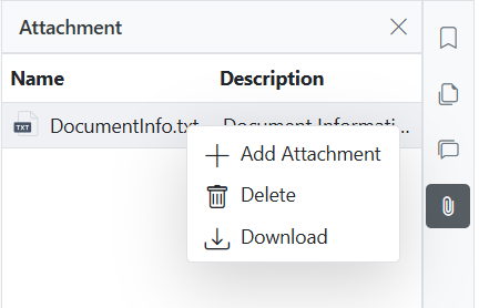 Adding context menu for attachment actions