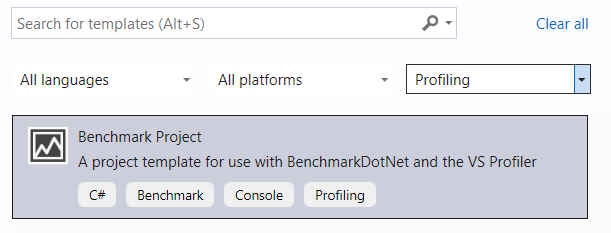 Benchmark project template in VS 2026
